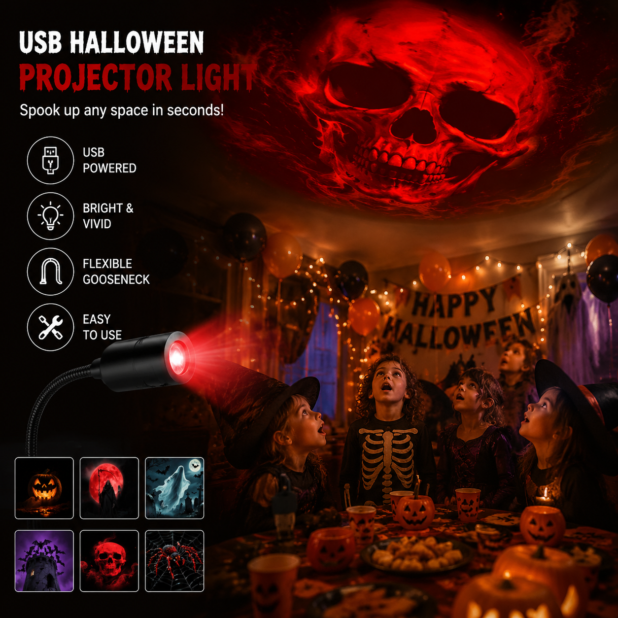 👻👻Plug-&-Play HD Star Projector: Halloween 6-Disc Set